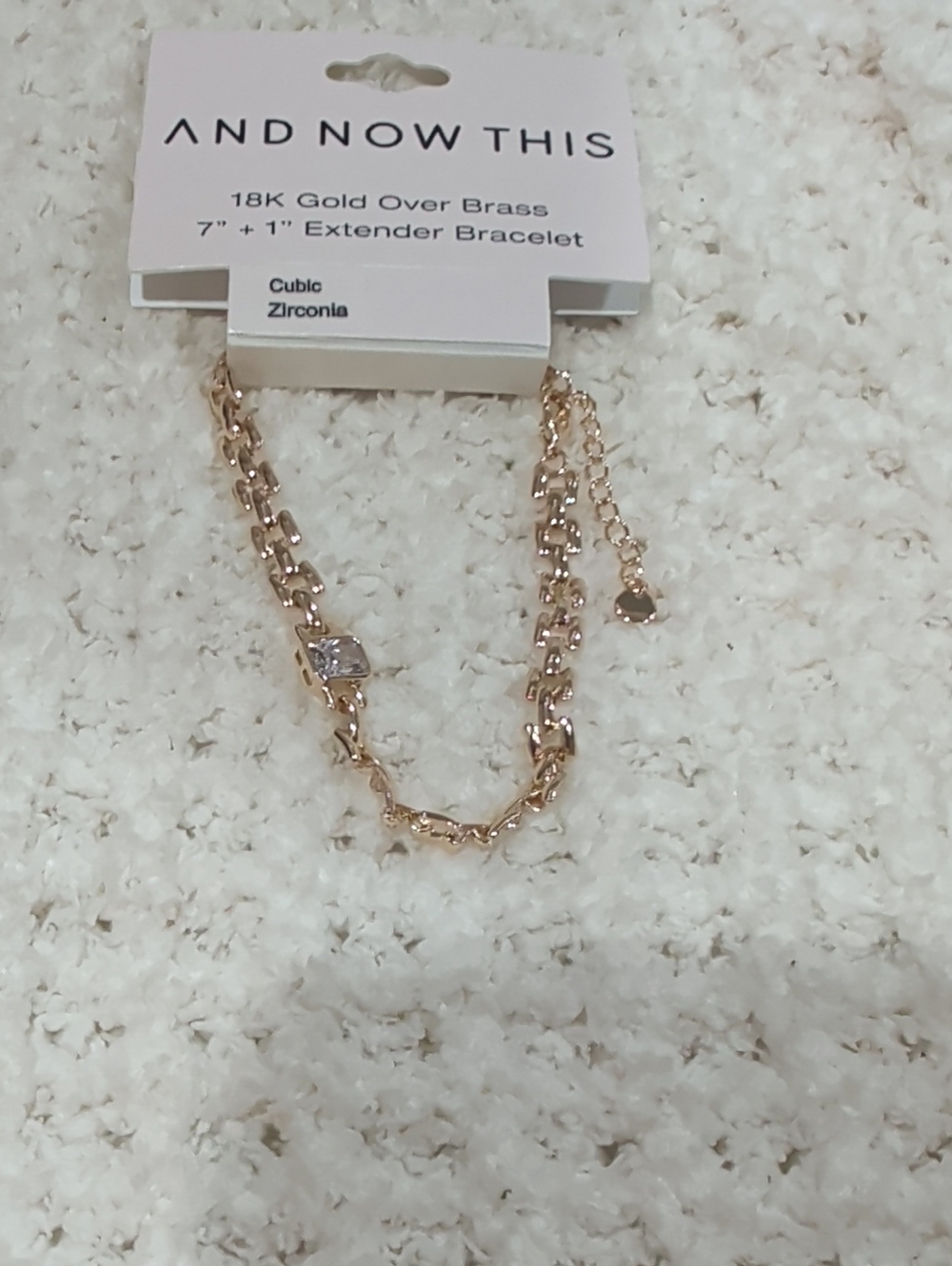 And Now This Cubico Zirconia 18K Gold Over Brass 7" + 1" Extender Bracelet Cubic